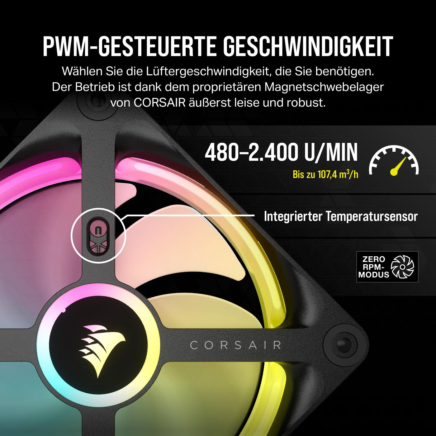 Corsair iCUE LINK QX120 RGB 120mm Magnetic Dome RGB Lüfter - Schwarz