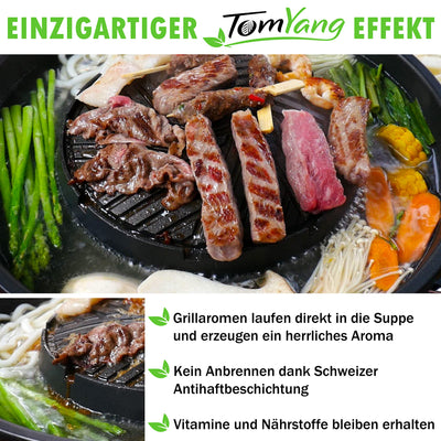 TomYang Hot Pot – Der Original Thai Grill, Designed in Germany, Schweizer Antihaftbeschichtung, mehr als 100 Anleitungsvideos & Rezepte. Korean BBQ , Hotpot, Mookata Thai Hot Pot Topf