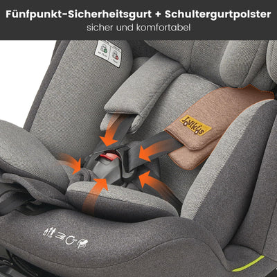 Jovikids 360° Drehbar Kindersitz mit ISOFIX, i-Size 40-150cm(ab Geburt -12 Jahre) Baby Autositz Reboarder mit Liegefunktion & Abnehmbar Vordach, ECE R129 (grau)