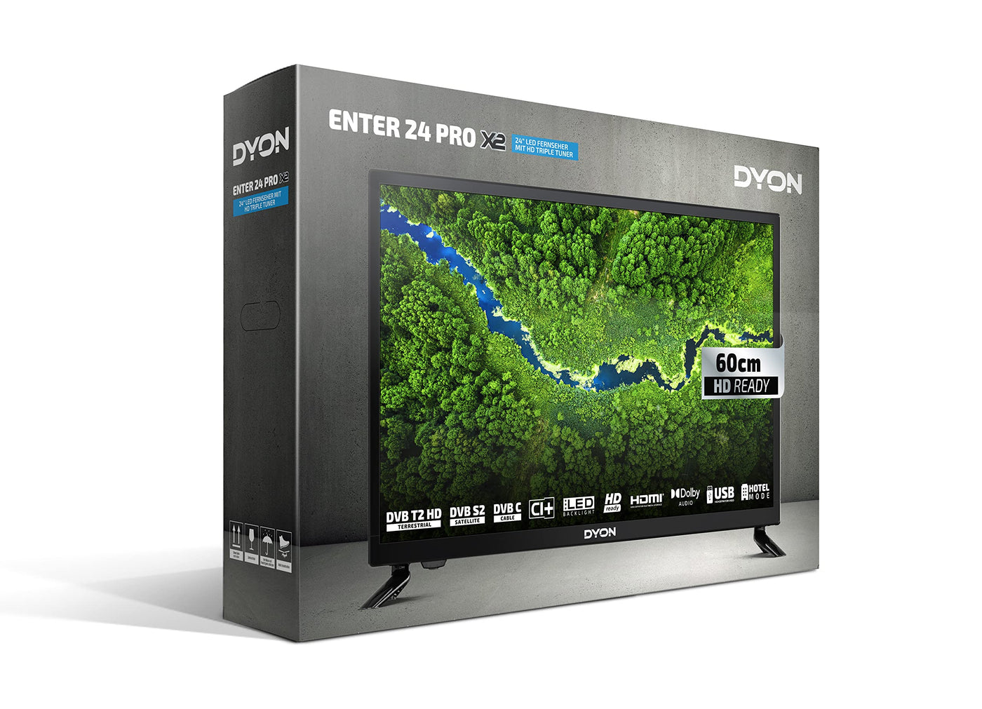 DYON Enter 24 Pro X2 60 cm (24 Zoll) Fernseher (Triple Tuner (DVB-C/-S2/-T2), Hotelmodus, USB-Media Player) [Modelljahr 2022], Schwarz…