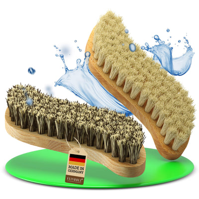 FEINHOLZ® 2er Set Wurzelbürste mit Naturborsten hart & weich, plastikfrei Made in Germany, Reinigungsbürste, Scheuerbürste, Teppichbürste, Putzbürste, Schrubber, Bürste Reinigung, Cleaning Brush