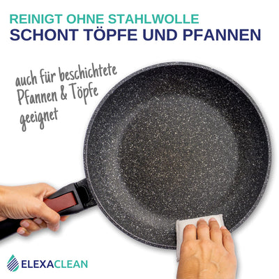 ELEXACLEAN Spülschwamm Topfreiniger Schwämme (3er Set, 10x8 cm, Dunkel-Grau) waschbar zum wiederverwenden, mit Mikrofaser