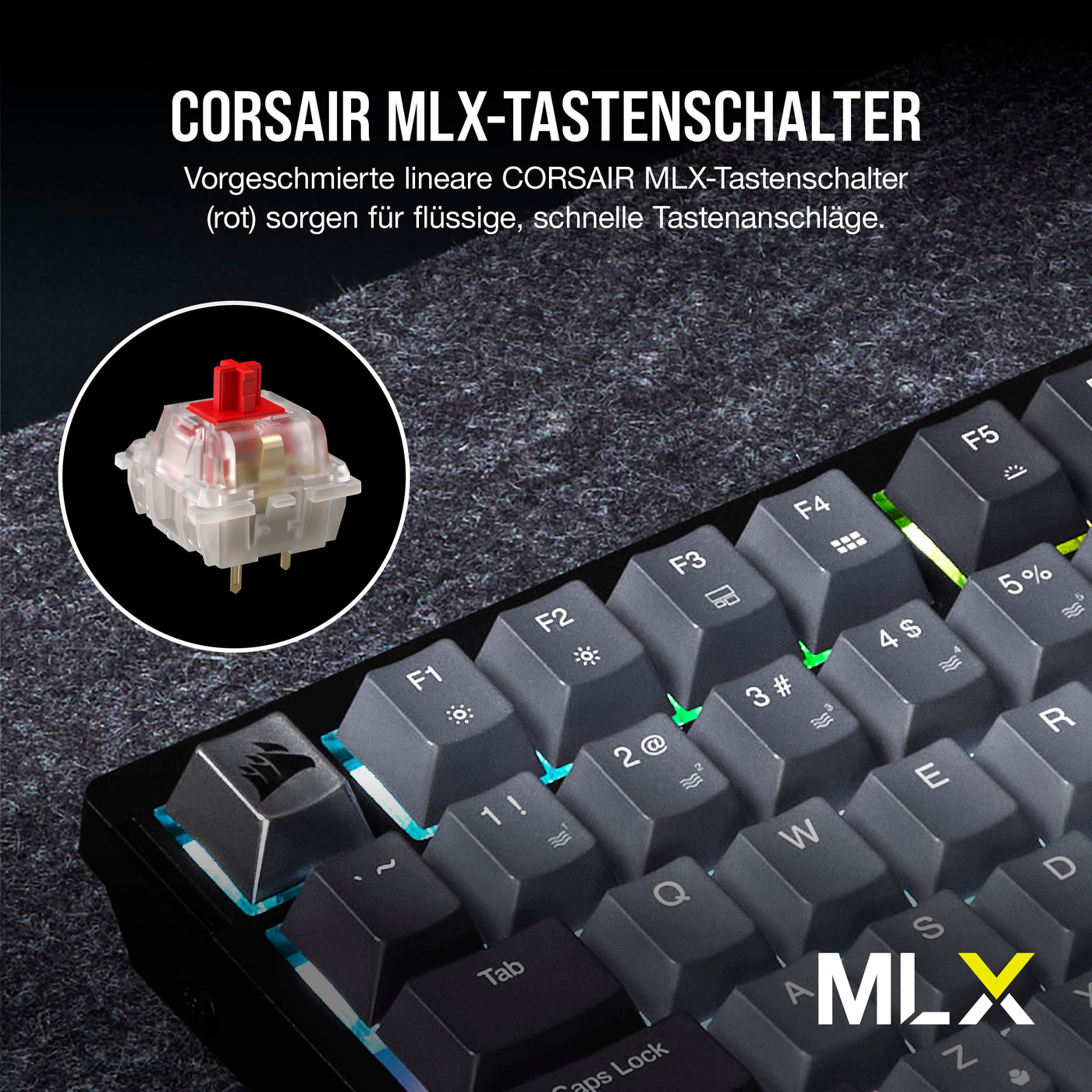 CORSAIR K65 Plus Wireless 75% RGB Hot-Swap-Fähige Mechanische Gaming-Tastatur - Vorgeschmierte MLX Red Linear Switches - Dual-Layer Sound Dampening - PBT Keycaps - QWERTZ DE - Schwarz