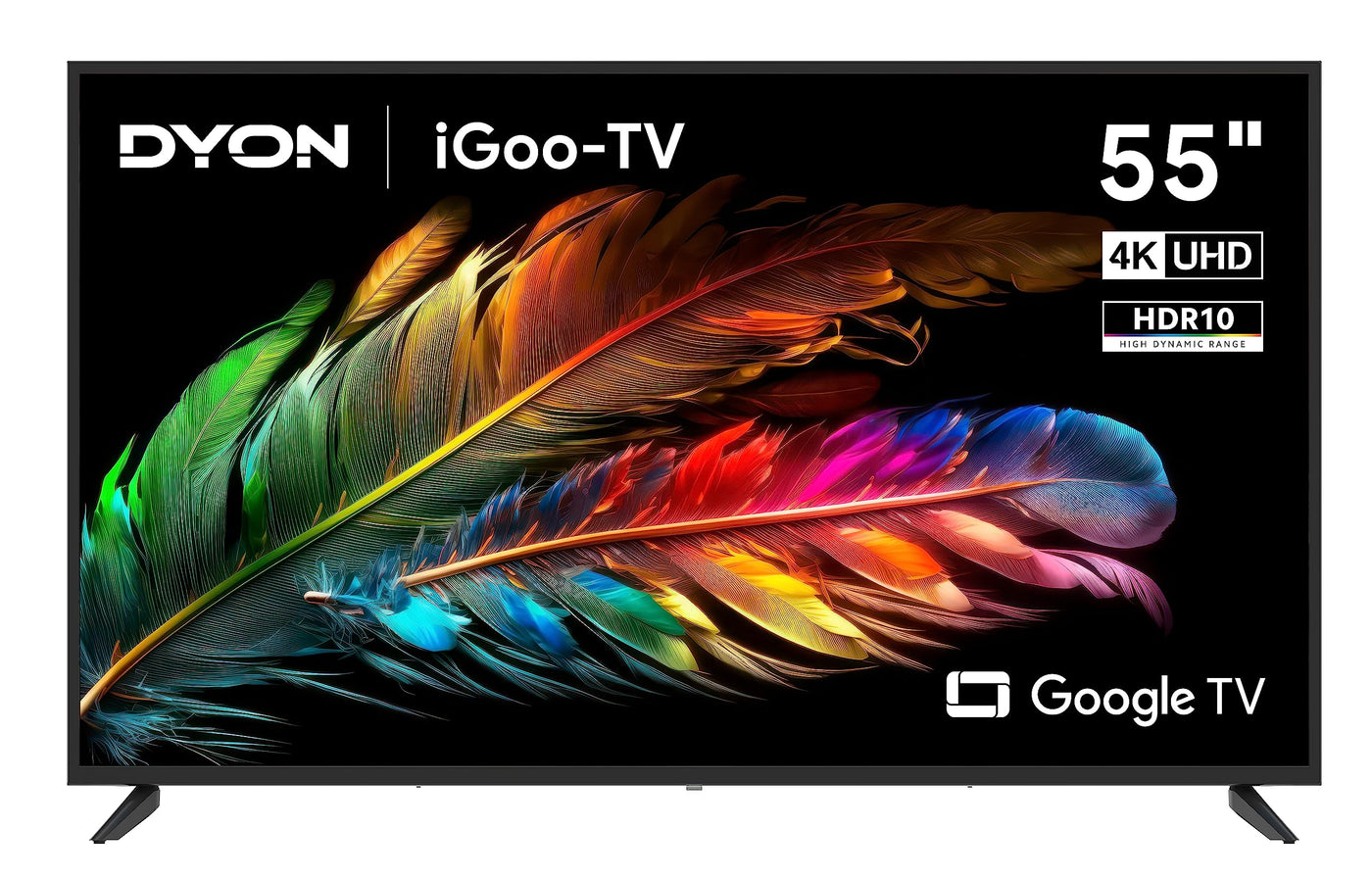 DYON iGoo-TV 55U 139cm (55 Zoll) Google TV (4K UHD, HD Triple Tuner, Prime Video, Netflix, Google Play Store für DAZN, Disney+, Apple TV+, Paramount+, waipu.tv UVM., Google Assistant) [Mod. 2023]