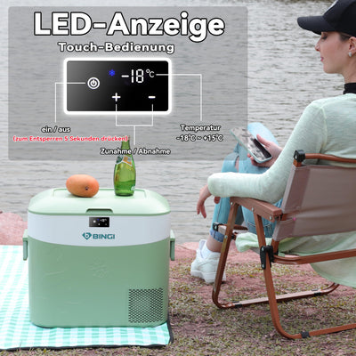 BINGI Kompressor Kühlbox 22L Tragbarer Elektrischer Kühlschrank 12/24V DC Elektrischer Gefrierschrank Tragbarer Gefrierschrank für Auto LKW Picknick Camping und Heimgebrauch