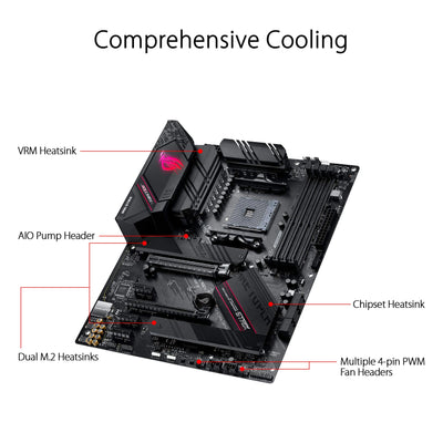 ASUS ROG Strix B550-F Gaming Mainboard Sockel AM4 (ATX, Ryzen, PCIe 4.0, Intel 2,5 Gbit/s-Ethernet, 2x M.2 mit Kühlern, SATA 6Gbit/s, USB 3.2 Gen 2, Aura Sync) Schwarz