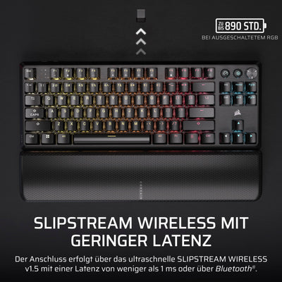 Corsair K70 CORE TKL Wireless RGB Mechanische Tenkeyless-Gaming-Tastatur – Vorgeschmierte MLX Red v2 Linear Switches – Zweischichtige Schalldämpfung – ABS Keycaps – QWERTZ DE – Schwarz