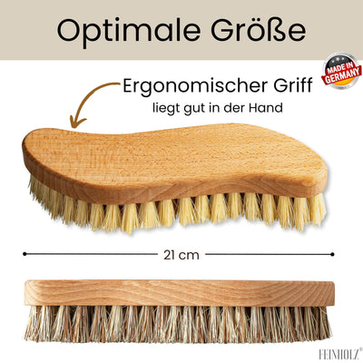 FEINHOLZ® 2er Set Wurzelbürste mit Naturborsten hart & weich, plastikfrei Made in Germany, Reinigungsbürste, Scheuerbürste, Teppichbürste, Putzbürste, Schrubber, Bürste Reinigung, Cleaning Brush