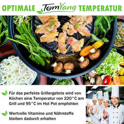 TomYang Hot Pot – Der Original Thai Grill, Designed in Germany, Schweizer Antihaftbeschichtung, mehr als 100 Anleitungsvideos & Rezepte. Korean BBQ , Hotpot, Mookata Thai Hot Pot Topf