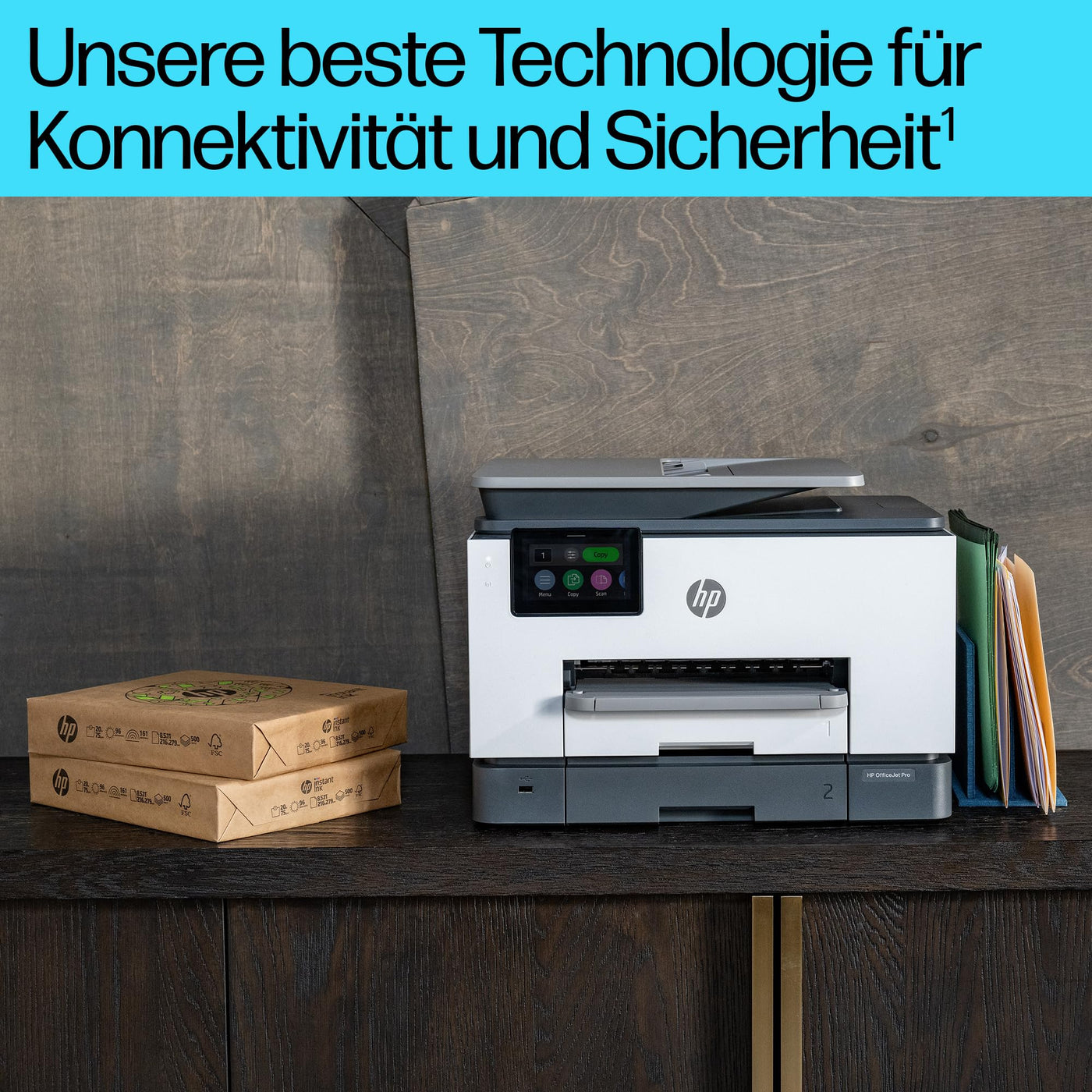 Imprimante multifonction HP OfficeJet Pro 9132e, 30€ de cashback, 3 mois d'impression gratuite avec HP Instant Ink inclus, HP+, imprimante, scanner, copieur, fax, WLAN, LAN, duplex, Airprint, gris-blanc