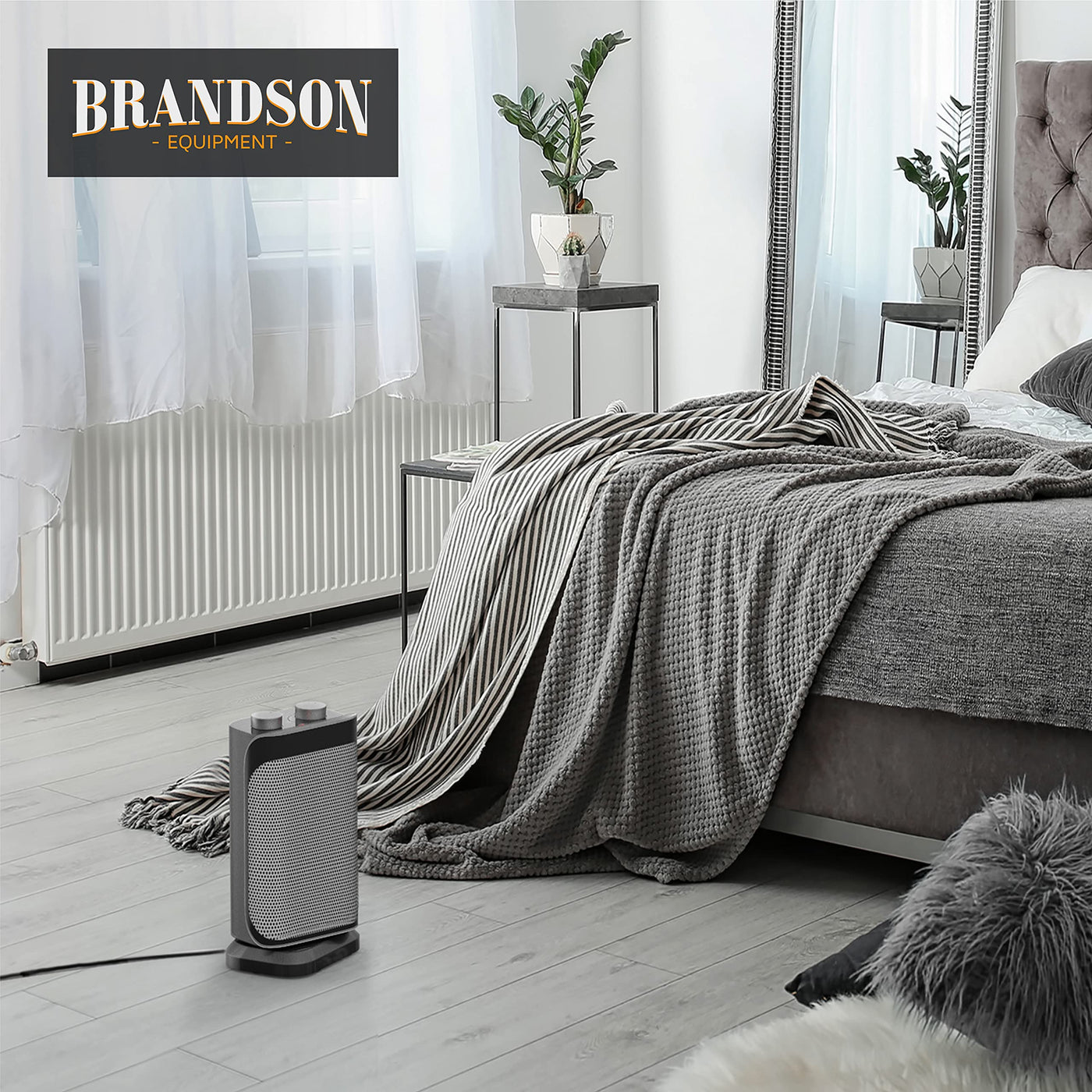 Brandson - Heizlüfter energiesparend leise - 2 Leistungsstufen -1500 Watt - Heizlüfter Badezimmer - stufenlose Temperaturregelung - Keramik Heizelement - Thermosicherung - Heizung Heater