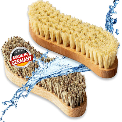 FEINHOLZ® 2er Set Wurzelbürste mit Naturborsten hart & weich, plastikfrei Made in Germany, Reinigungsbürste, Scheuerbürste, Teppichbürste, Putzbürste, Schrubber, Bürste Reinigung, Cleaning Brush