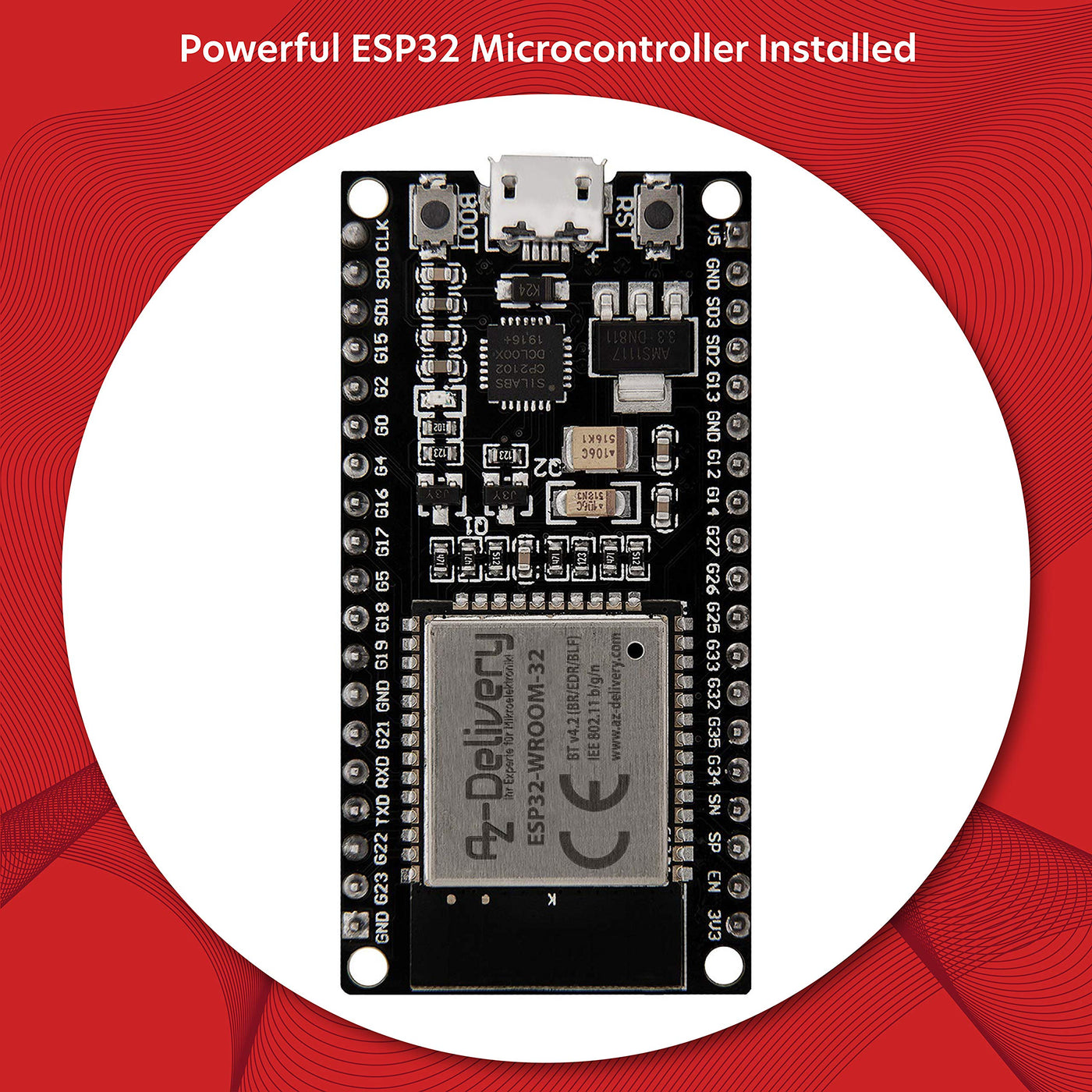 AZDelivery 5 x ESP32 NodeMCU Module WLAN WiFi Dev Kit C Development Board mit CP2102 (Nachfolgermodell zum ESP8266) kompatibel mit Arduino und inklusive E-Book!…