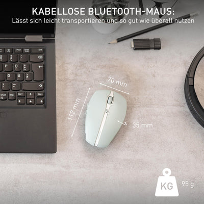 CHERRY GENTIX BT, Kabellose Bluetooth-Maus, Multi-Device-Funktion für bis zu 3 Geräte, Umschaltbare Auflösung (1000/2000 dpi), Batteriebetrieben, Agave Green