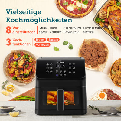 Friteuse à air chaud COSORI Airfryer, friteuse à air 12 en 1 XXL 6,2 L, friteuse à air chaud avec fenêtre de visualisation et rappel de secousse, 80 recettes, 55 % d'économie d'énergie, paniers lavables au lave-vaisselle