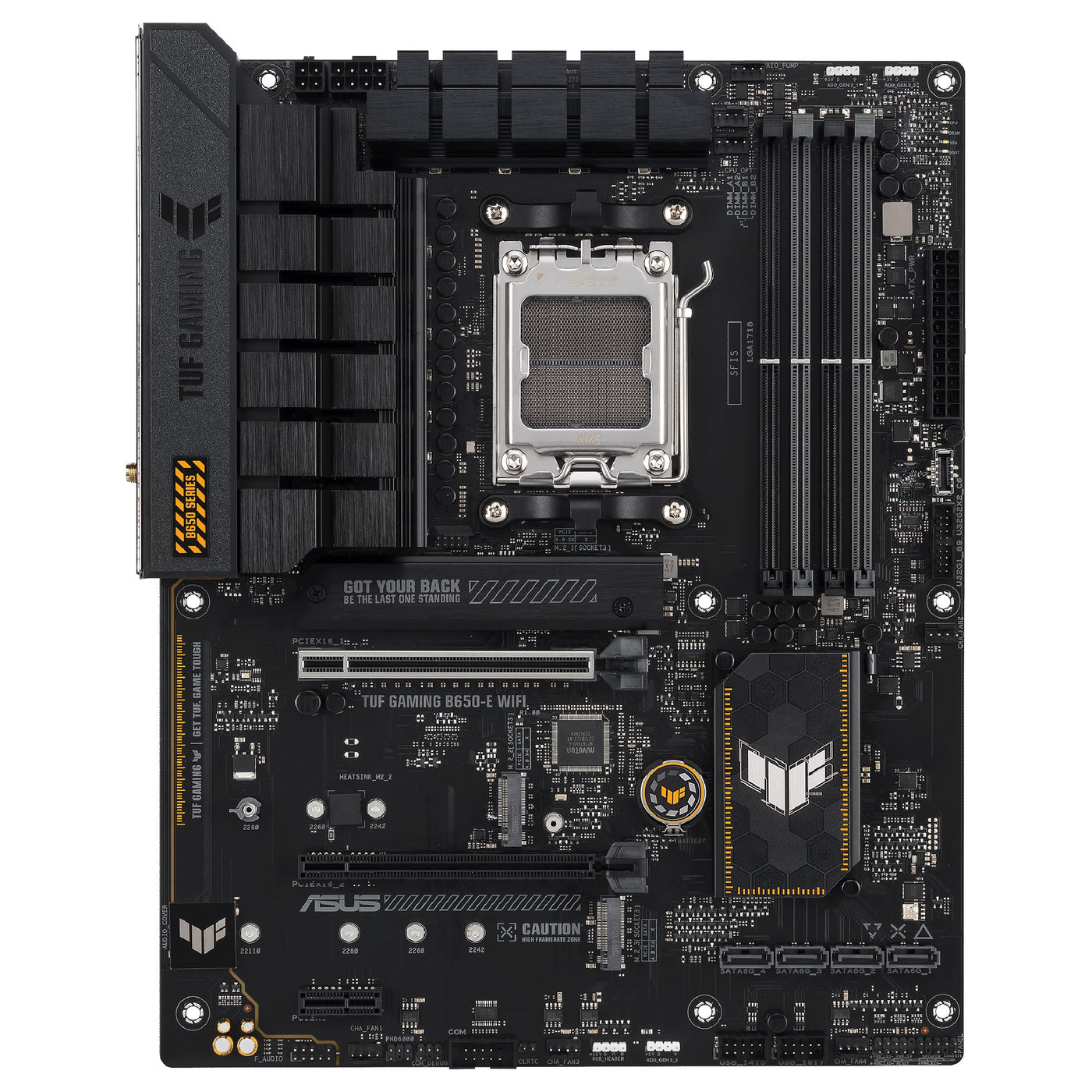 ASUS TUF Gaming B650-E WiFi Mainboard Sockel AMD AM5 (Ryzen 7000, ATX, PCIe 5.0, DDR5-Speicher, WiFi 6E, USB 3.2 Gen 2x2 Typ-C, Aura Sync)