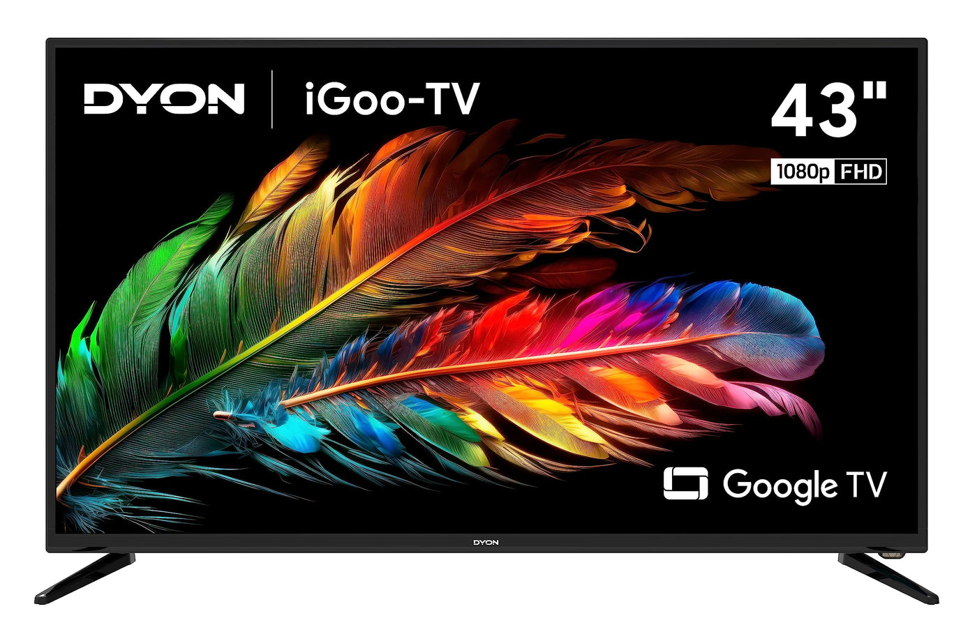 DYON iGoo-TV 43F 108cm (43 pouces) Google TV (Full HD, triple tuner HD, Prime Video, Netflix, Google Play Store pour DAZN, Disney+, Apple TV+, Paramount+, waipu.tv et bien plus, Google Assistant) [Mod. [2023]