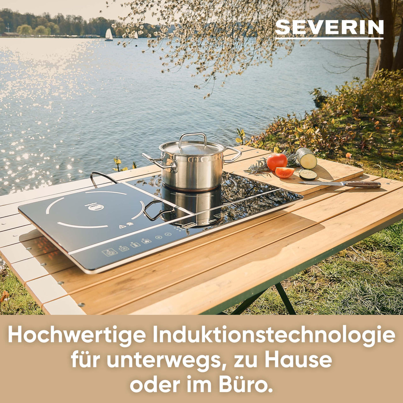 SEVERIN Doppel Kochplatte Induktion für Küche, Büro oder Camping, Hochwertige Herdplatte, Campingkocher für zwei Töpfe, schwarz, 3.400 W, DK 1031