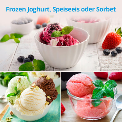 MEDION Eismaschine mit Kompressor (geeignet für die Zubereitung von Eiscreme, Frozen Yoghurt & Sorbet, 1,5 Liter, 150 Watt, MD 18387)