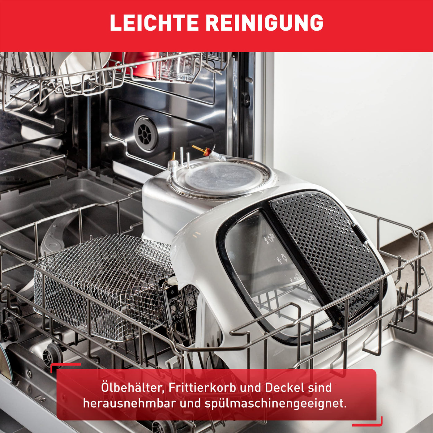 Tefal Fritteuse Super Uno FR3140 | inkl. Timer | Kapazität: 2,2 Liter | Spülmaschinengeeignete Teile | Antihaftbeschichtung | Geruchsfilter | Spritzschutz | Herausnehmbarer Behälter | Weiß/Schwarz