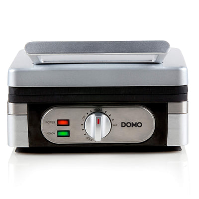 Domo DO9047W/N Waffelautomat (1400 Watt, für extra dicke quadratische belgische / brüsseler Waffeln), Silber