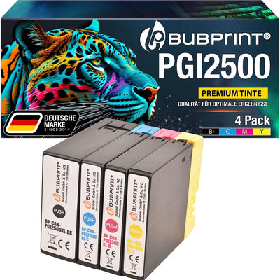 Bubprint 4 Druckerpatronen kompatibel als Ersatz für Canon PGI-2500XL PGI-2500 XL für Maxify iB4050 iB4150 MB5000 MB5050 MB5100 MB5150 MB5155 MB5300 MB5350 MB5400 MB5450 MB5455 (BK/C/M/Y Set)