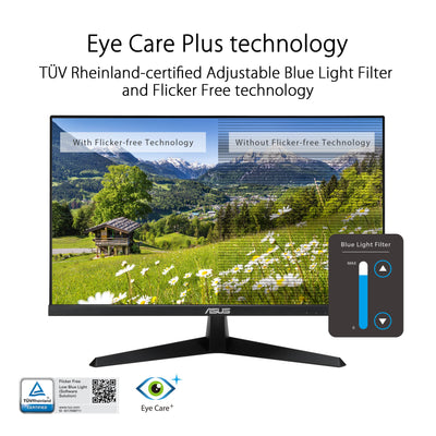 ASUS Eye Care VY249HF - 24 Zoll Full HD Monitor - 100 Hz, 1ms MPRT, AdaptiveSync - IPS Panel, Vesa 100x100, 16:9, 1920x1080, HDMI