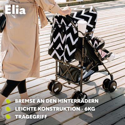 LIONELO Elia Buggy Klein Zusammenklappbar Kinderwagen Bis 15 Kg, Rücken Und Fußstützenverstellung Hinterradbremse, Moskitonetz, Beinwärmer, Einkaufskorb - Graphit