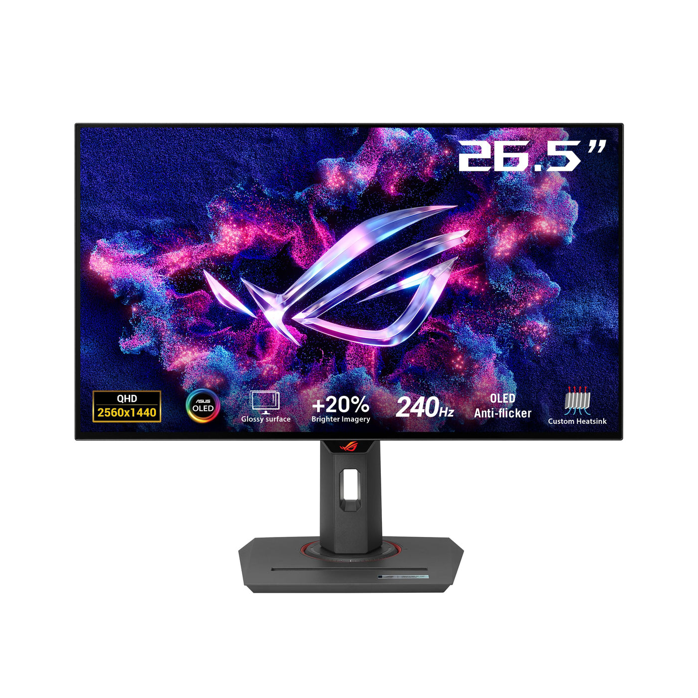 ASUS ROG Strix OLED XG27AQDMG - 27 Zoll WQHD Gaming Monitor - 240 Hz, 0.03ms GtG, G-Sync, FreeSync, AdaptiveSync, DisplayHDR 400 TB - 10-bit OLED, 16:9, 2560x1440, DP 1.4 DSC, HDMI, USB-Hub, Ergo