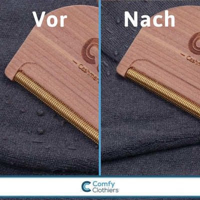 Comfy Clothiers Kamm aus Zedernholz, Kaschmir und feiner Wolle zum Enthaaren von Pullovern und Kleidung – entfernt Pillen, Fusseln und Flusen von Kleidungsstücken