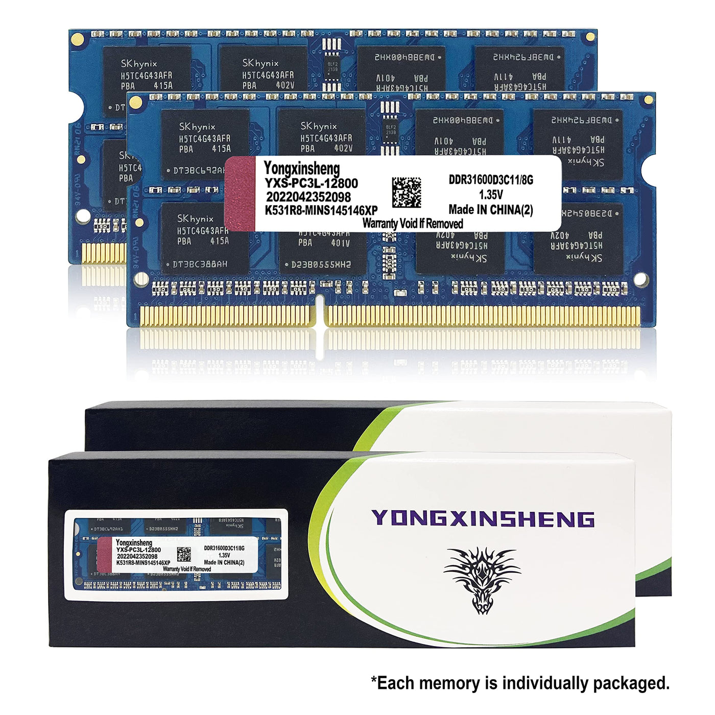 DDR3 / DDR3L 16GB Kit (8GBx2) Laptop RAM 1600MHz PC3-12800 / PC3L-12800 SODIMM Non-ECC Unbuffered 1.35V / 1.5V 2Rx8 Dual Rank 204 Pin CL11 PC Computer Memory Upgrade Module Arbeitsspeicher (Blau)