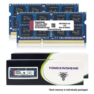 DDR3 / DDR3L 16GB Kit (8GBx2) Laptop RAM 1600MHz PC3-12800 / PC3L-12800 SODIMM Non-ECC Unbuffered 1.35V / 1.5V 2Rx8 Dual Rank 204 Pin CL11 PC Computer Memory Upgrade Module Arbeitsspeicher (Blau)