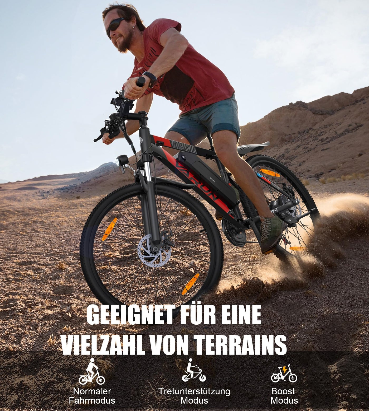 VARUN E Bike, 27.5 Zoll E Bike Herren Damen mit 48V 13Ah(624Wh) Akku, Reichweite Max 100KM, 250W Motor, E-Bike Mountainbike mit 21-Gang, 5 Modi, LCD-Display, Elektrofahrrad Ebike mit EU-Konformes