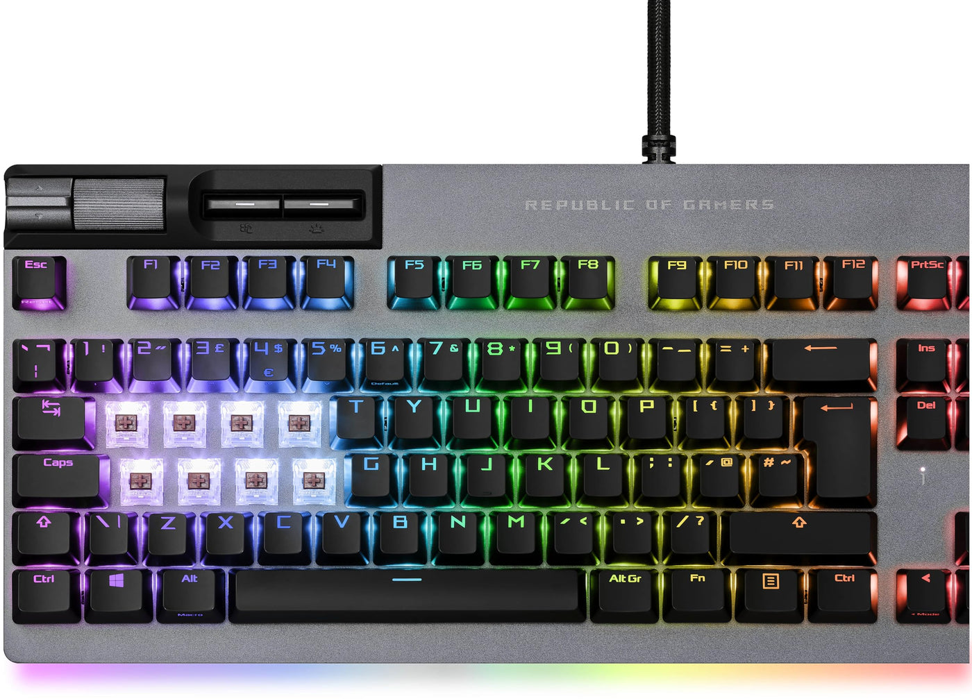 ASUS ROG Strix Flare II Animate mechanische Gaming Tastatur (austauschbare ROG NX-Switches, PBT-Doubleshot-Tastenkappen, LED-Display, 8000 Hz, Aura Sync RGB-Beleuchtung, DE QWERTZ-Layout) schwarz