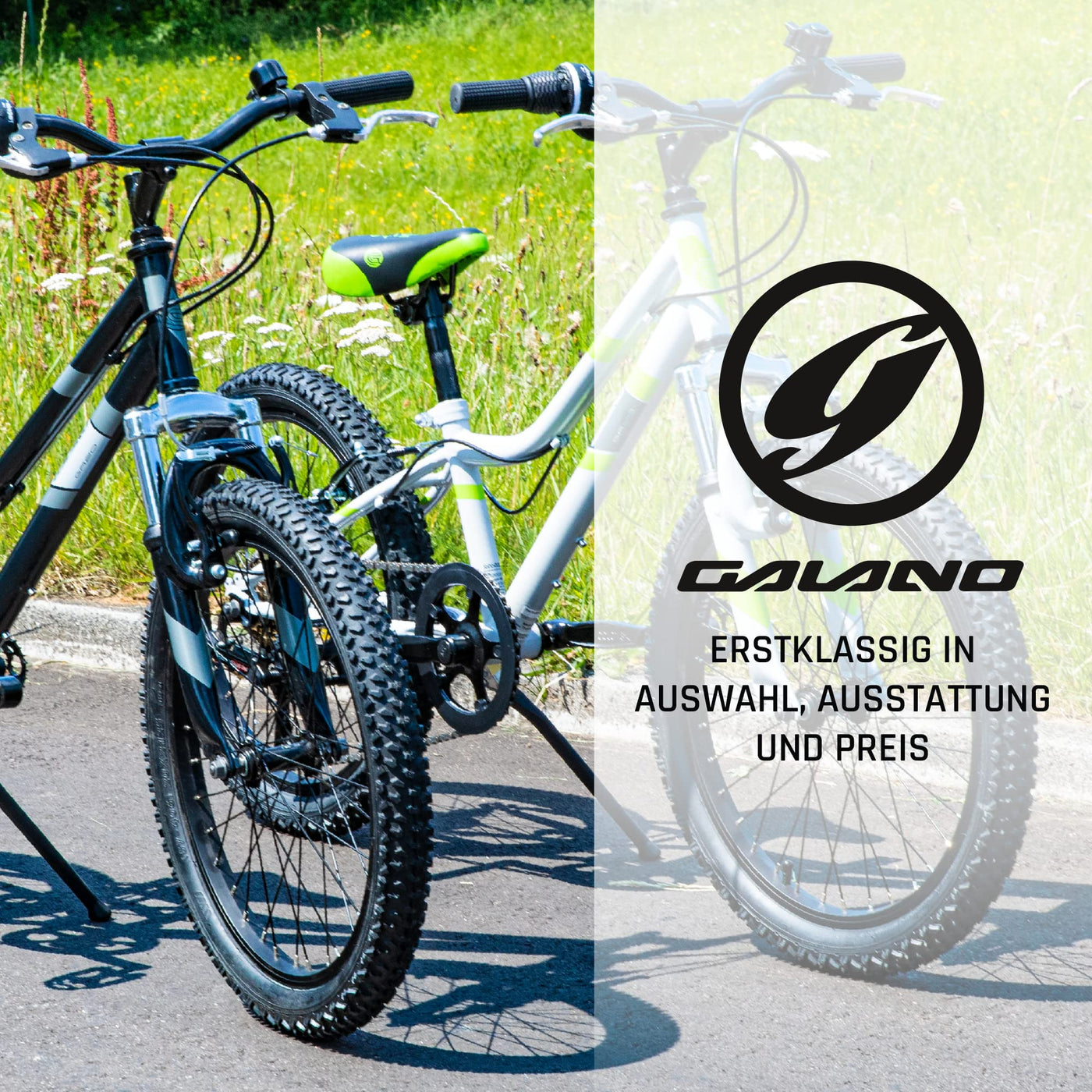 Galano GA20 Kinder Fahrrad ab 115-130cm oder 5 Jahre 7 Gang Mountainbike 18 Zoll für Mädchen oder Jungen Kinderfahrrad Hardtail MTB vorne gefedert, leicht (22 cm, grau/grün)