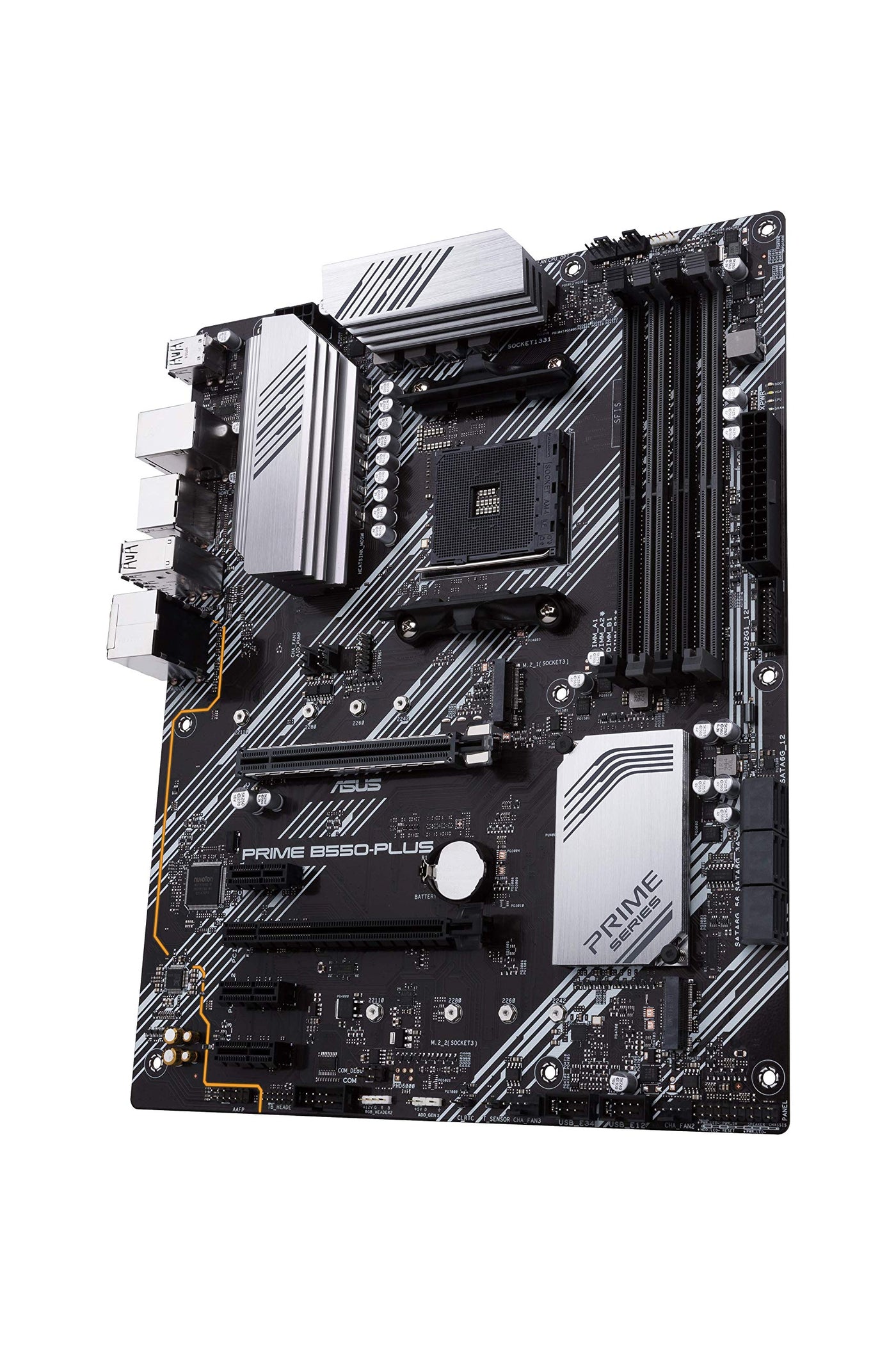 ASUS Prime B550-Plus Gaming Mainboard Sockel AM4 (ATX, Ryzen, PCIe 4.0, 2x M-2, 1Gbit/s-Ethernet, SATA 6Gbit/s, USB 3.2 Gen 2 Typ-A/C, Unterstützung für Aura Sync RGB Header)