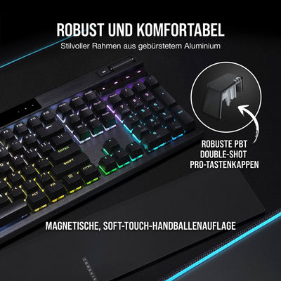 CORSAIR K70 RGB PRO Mechanische Kabelgebundene Gaming-Tastatur - CHERRY MX RED Linear Switches - PBT Double-Shot Keycaps - iCUE-Kompatibel - QWERTZ DE - PC, Mac, Xbox - Schwarz