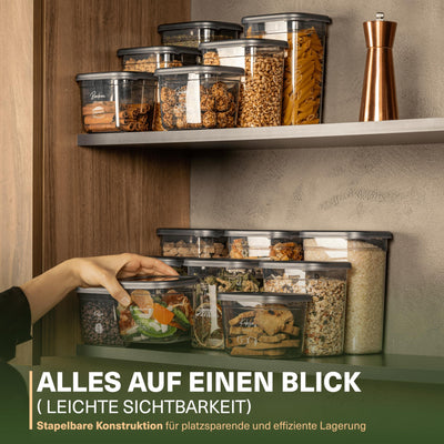 Viwares luftdichte Vorratsdosen mit Deckel | 15er Vorratsbehälter Set | BPA-FREI | Zur Müsli Mehl und Zucker Aufbewahrung | Praktische Aufbewahrungsbox Küche für alle Lebensmittel