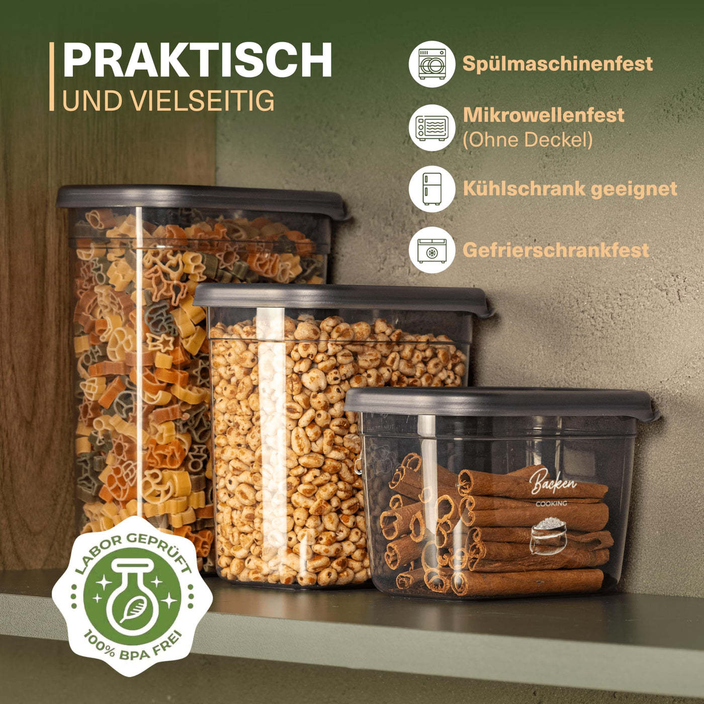 Viwares luftdichte Vorratsdosen mit Deckel | 15er Vorratsbehälter Set | BPA-FREI | Zur Müsli Mehl und Zucker Aufbewahrung | Praktische Aufbewahrungsbox Küche für alle Lebensmittel