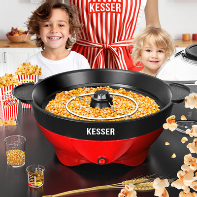 KESSER® Popcornmaschine Groß 800W | Popcorn-Maker 5,5l Inhalt mit Antihaftbeschichtung Deckel & Servierschale | für Öl Butter Zucker Stille & Schnelle inkl. abnehmbarer Heizfläche