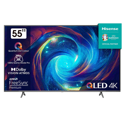 Hisense 55E7KQ PRO 139cm (55 Zoll) Fernseher, 4K UHD, QLED, Smart TV, HDR, Dolby Vision IQ, 144Hz (VRR), HDMI 2.1, Game Mode PRO, Triple Tuner, Alexa Built-In, Dolby Atmos, Dunkelgrau [2023]