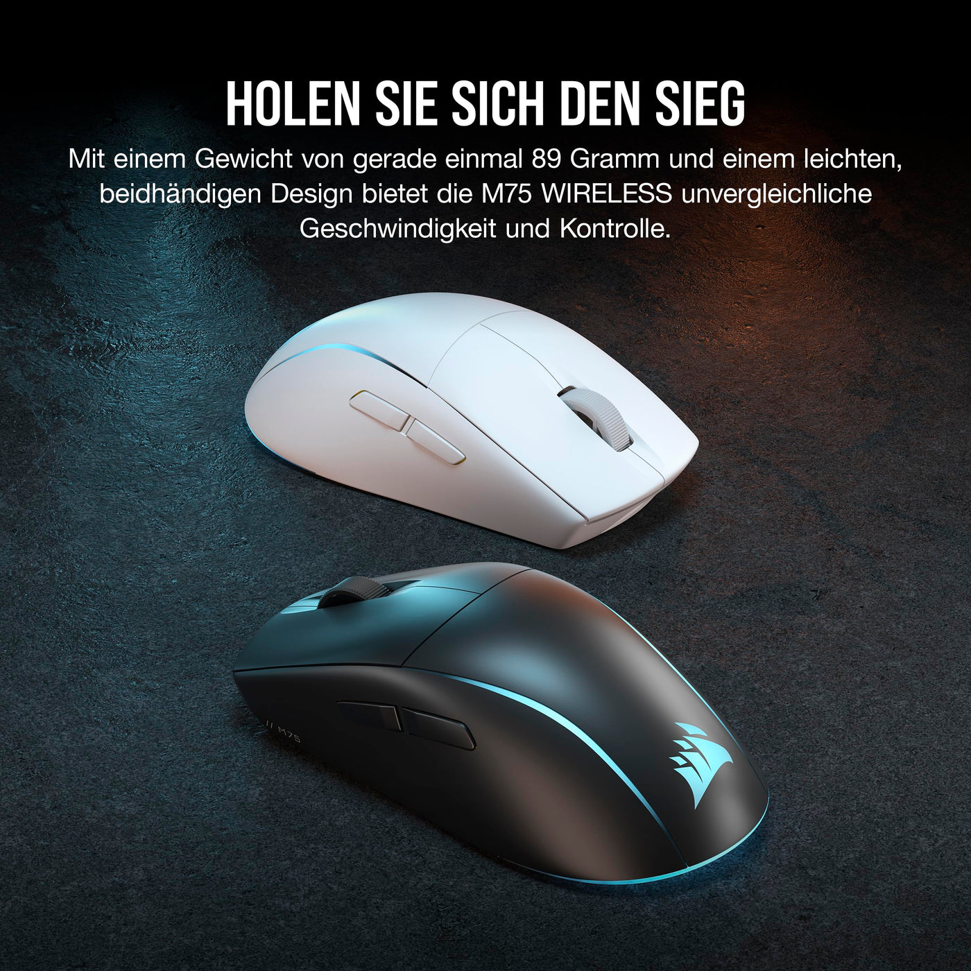 Corsair M75 Wireless RGB Leichte FPS Gaming-Maus – 26.000 DPI – Austauschbare Seitentasten – iCUE-Kompatibel – PC – Schwarz