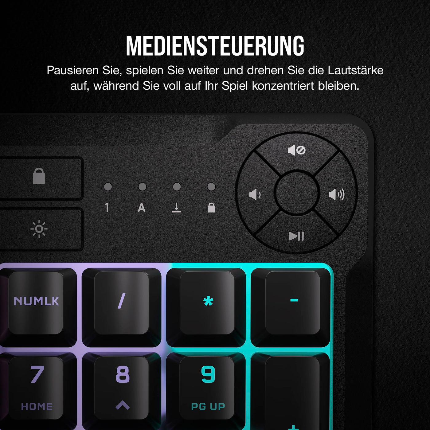 Corsair K55 CORE RGB Membran Kabelgebundene Gaming-Tastatur – Leise, Reaktionsschnelle Schalter – Spritzwasserschutz – Zehn-Zonen-RGB – Medientasten – iCUE-Kompatibel – QWERTZ DE – PC, Mac – Schwarz