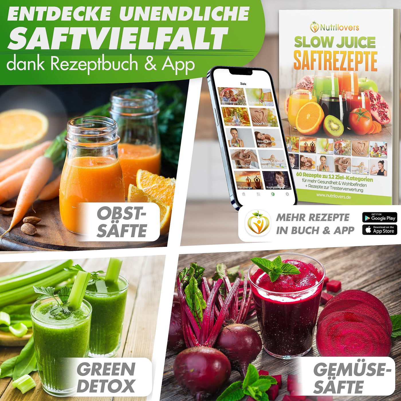 GREEN-PRESS EDELSTAHL Slow Juicer 304 Edelstahl Schnecke BPA-frei I DEUTSCHE MARKE I Ganze Früchte Sellerie Gemüse und Obst Entsafter Testsieger 2023 Allrounder Saftpresse elektrisch