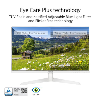 ASUS Eye Care VY249HF-W - 24 Zoll Full HD Monitor - 100 Hz, 1ms MPRT, AdaptiveSync - IPS Panel, Vesa 100x100, 16:9, 1920x1080, HDMI, Weiß