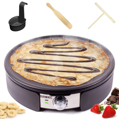 Crêpière Duronic PM152 | Crêpière pour crêpes XXL 37 cm | Machine à tortillas, galettes, burritos, tacos | Grill électrique Fiesta avec accessoires | Plaque de gril avec réglage continu de la température | 1500 W