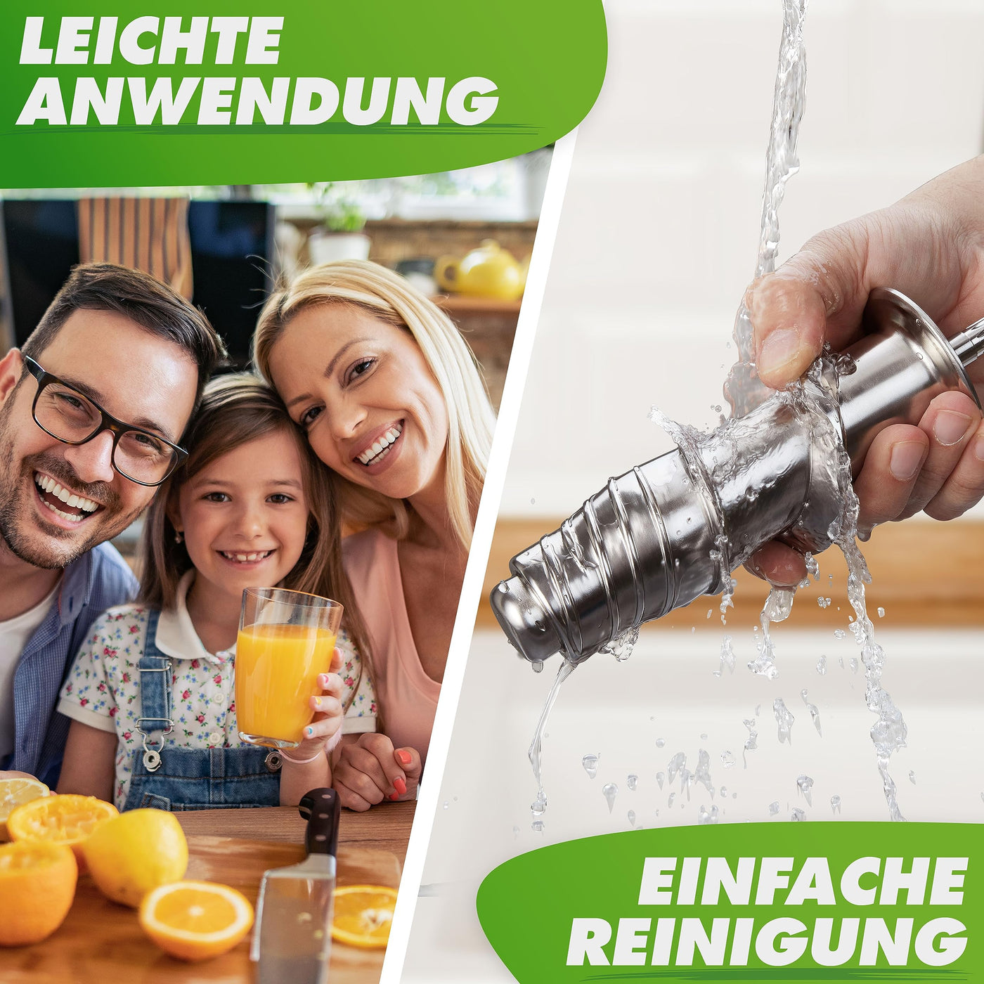 GREEN-PRESS EDELSTAHL Slow Juicer 304 Edelstahl Schnecke BPA-frei I DEUTSCHE MARKE I Ganze Früchte Sellerie Gemüse und Obst Entsafter Testsieger 2023 Allrounder Saftpresse elektrisch