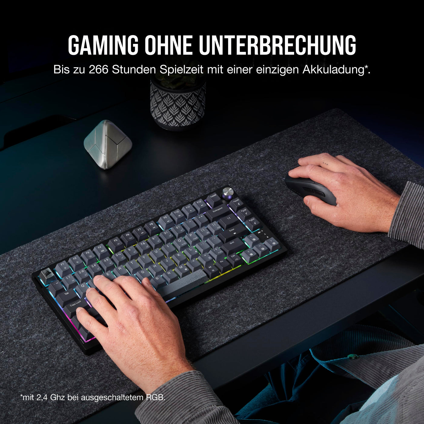 CORSAIR K65 Plus Wireless 75% RGB Hot-Swap-Fähige Mechanische Gaming-Tastatur - Vorgeschmierte MLX Red Linear Switches - Dual-Layer Sound Dampening - PBT Keycaps - QWERTZ DE - Schwarz