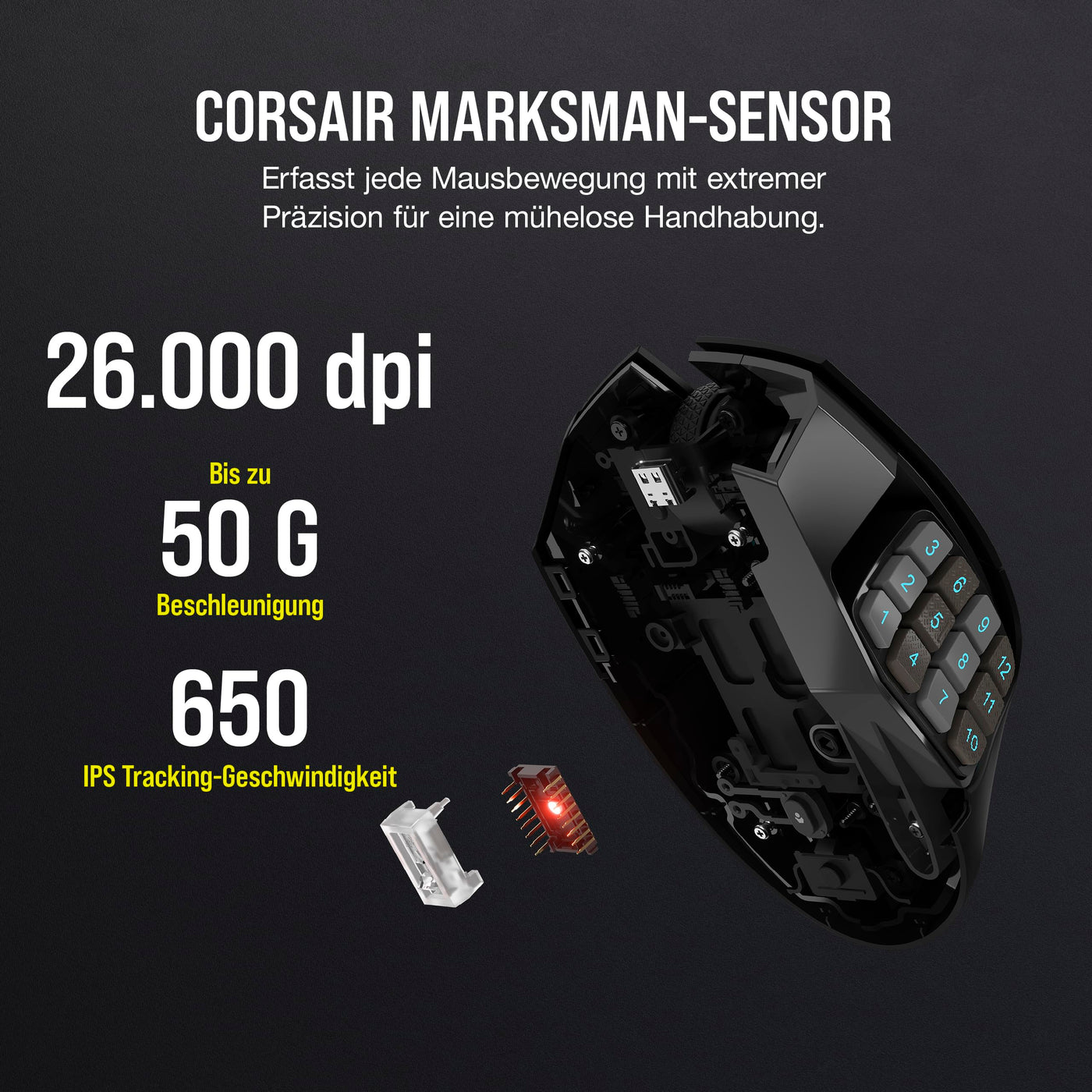 CORSAIR SCIMITAR ELITE WIRELESS MMO Gaming Mouse - 26.000 DPI - 16 Programmierbare Tasten - Bis zu 150 Stunden Akkulaufzeit - iCUE-Kompatibel - PC, PS5, PS4, Xbox - Schwarz