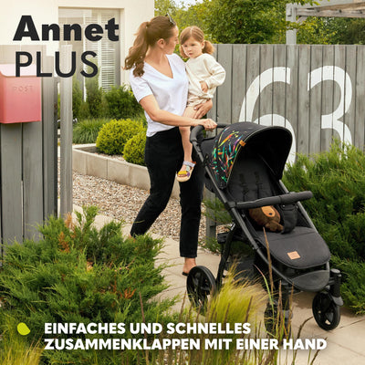 LIONELO Annet Plus Buggy bis 22 kg mit Liegefunktion, Kinderwagen klein zusammenklappbar mit Zubehör, Eva-Schaum-Räder, Moskitonetz, Fußdecke Getränkehalter, Korb